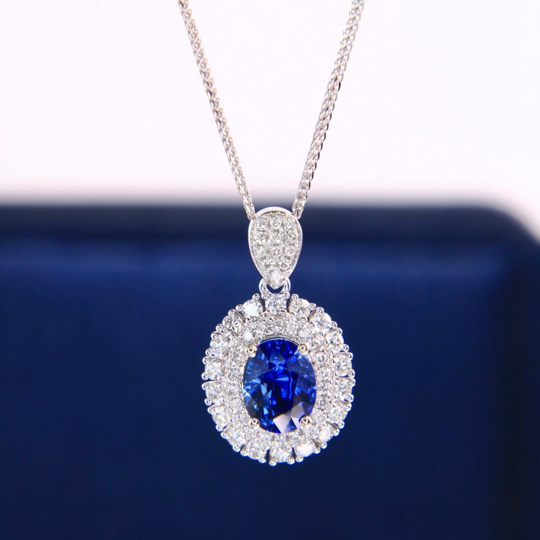 14k Gold 1.41 Ctw Natural Sapphire & Diamond Pendant( Without Chain ) - 3