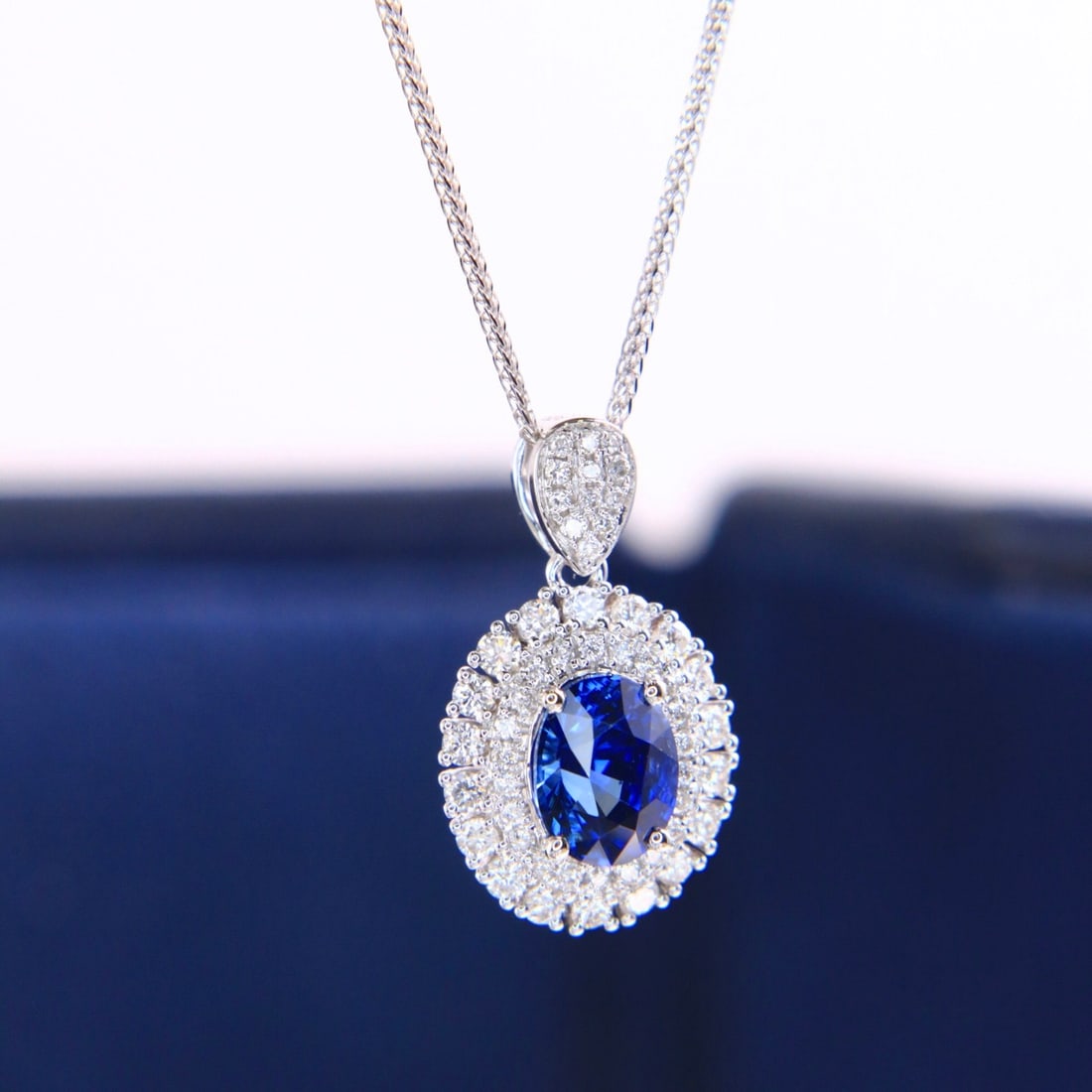 14k Gold 1.41 Ctw Natural Sapphire & Diamond Pendant( Without Chain ) - 4