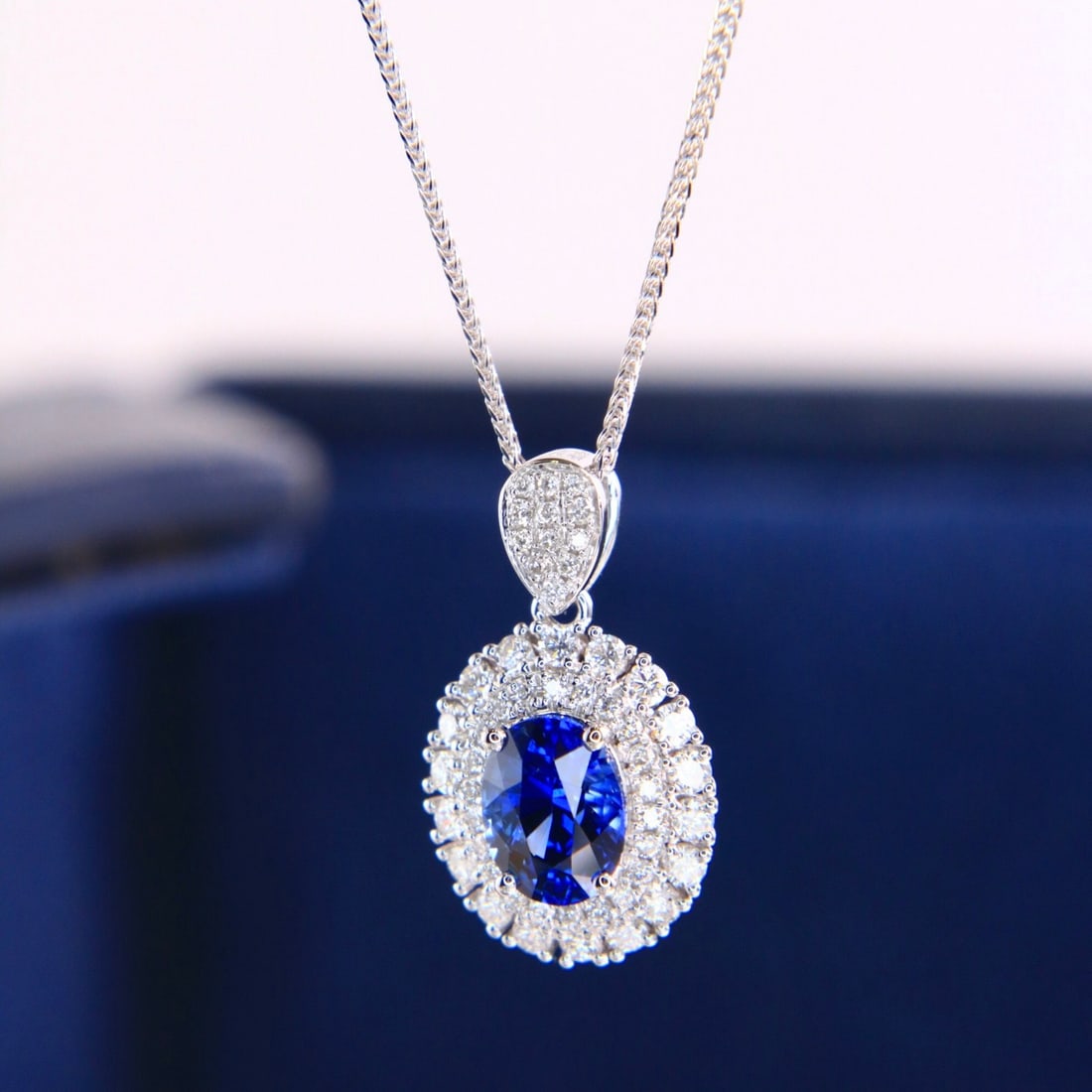14k Gold 1.41 Ctw Natural Sapphire & Diamond Pendant( Without Chain ) - 5