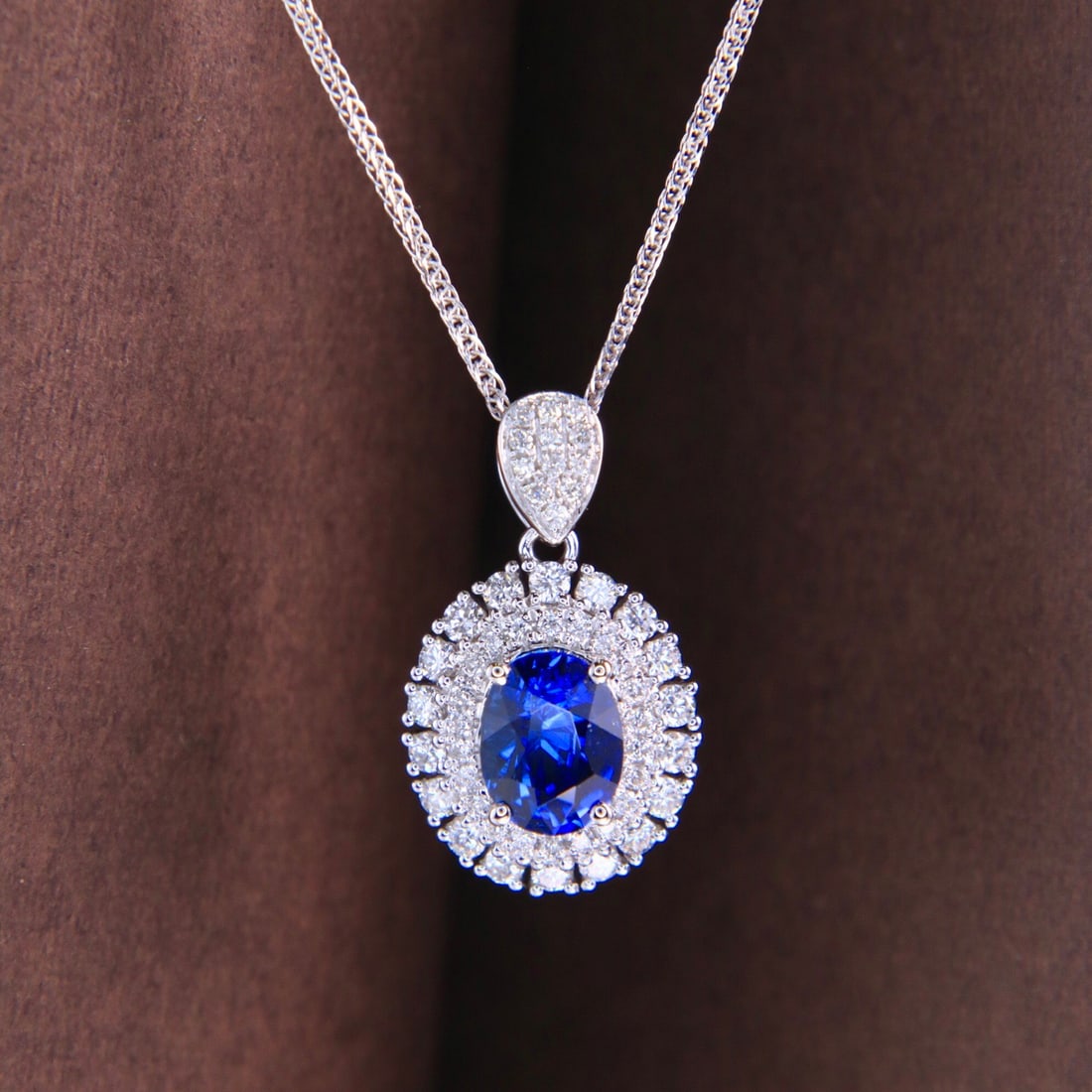 14k Gold 1.41 Ctw Natural Sapphire & Diamond Pendant( Without Chain ) - 6
