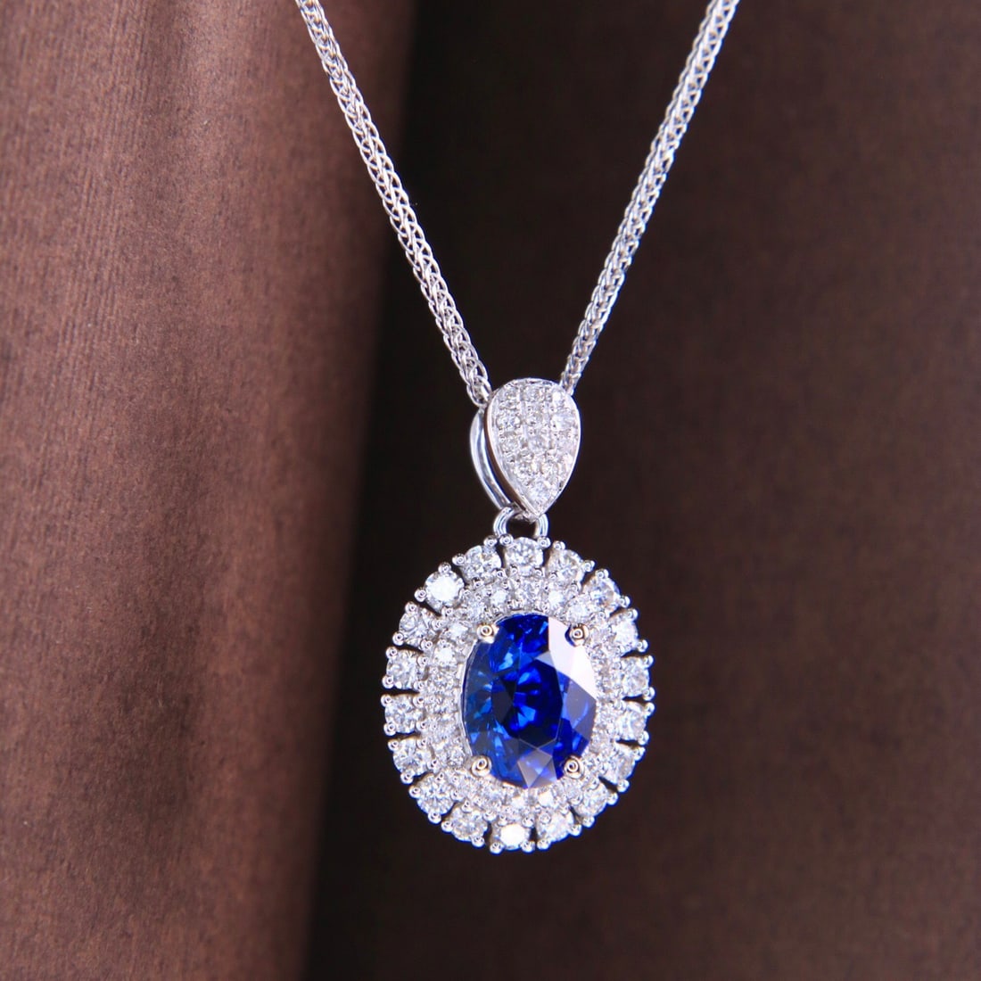 14k Gold 1.41 Ctw Natural Sapphire & Diamond Pendant( Without Chain ) - 7