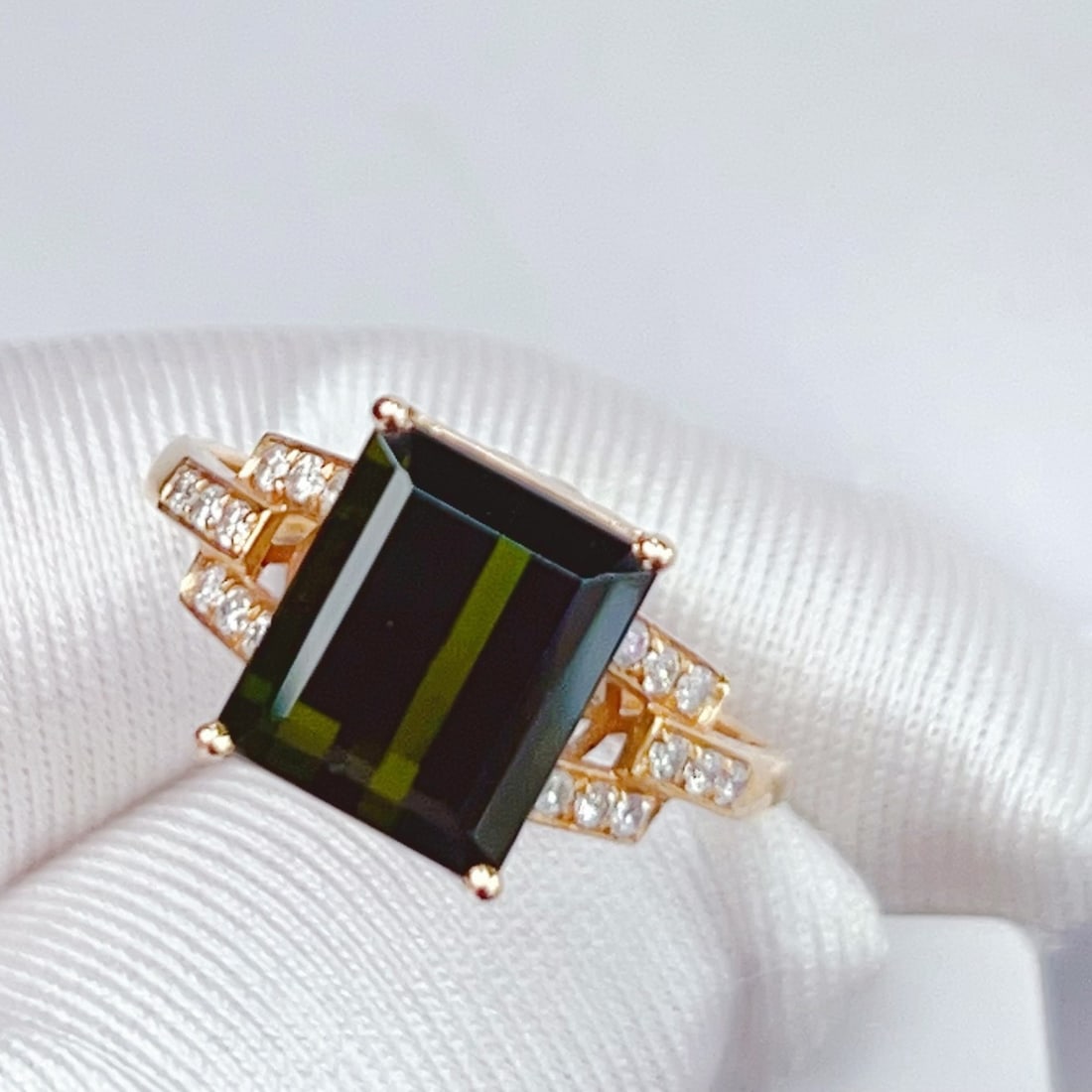14k Gold 3.87 Ctw Natural Tourmaline & Diamond Ring - 2