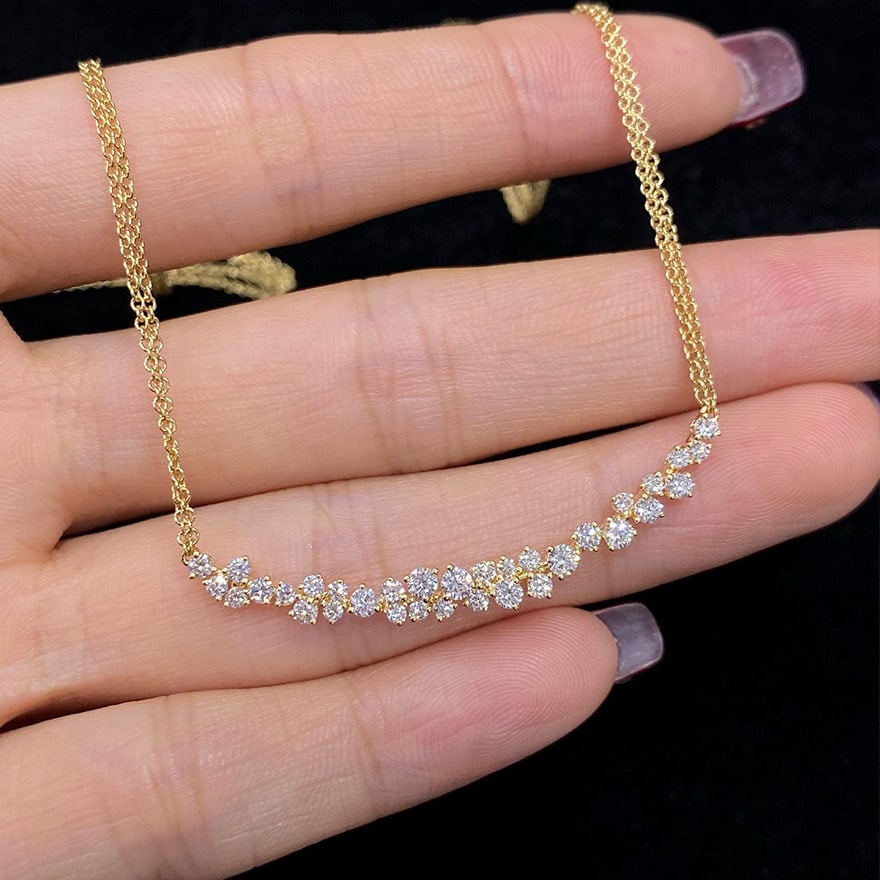 14k Gold 0.7 Ct Natural H Diamond Necklace - 2