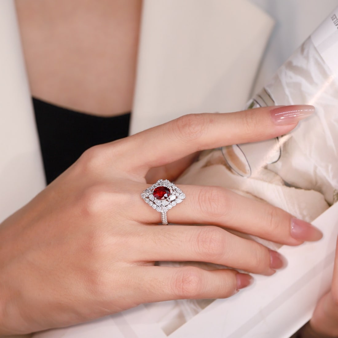 14k Gold 3.29 Ctw Natural Ruby & Diamond Ring - 5