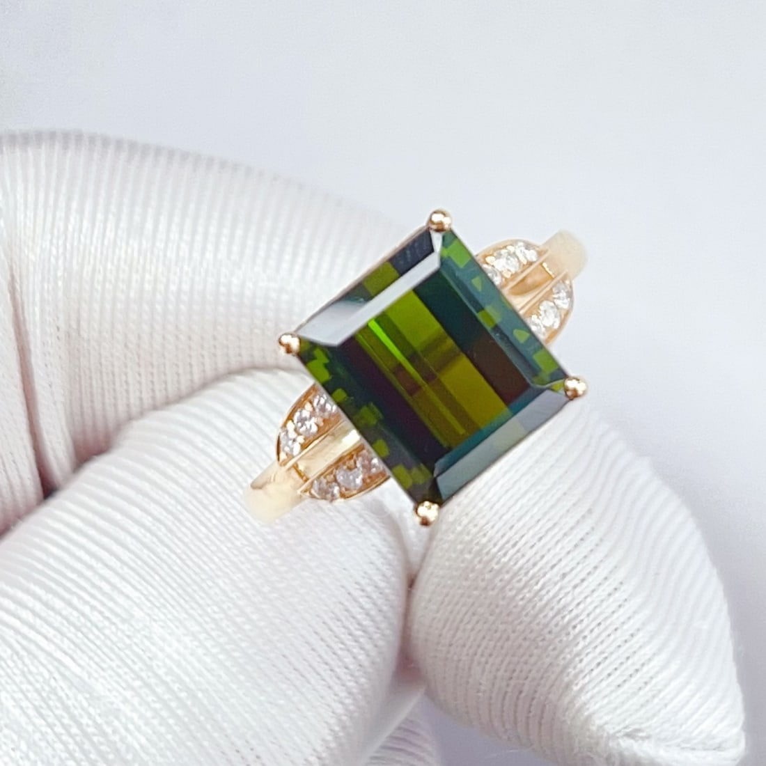 14k Gold 3.87 Ctw Natural Tourmaline & Diamond Ring - 2