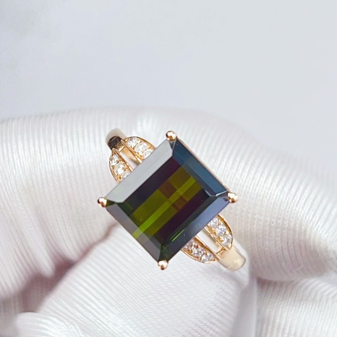 14k Gold 3.87 Ctw Natural Tourmaline & Diamond Ring - 4