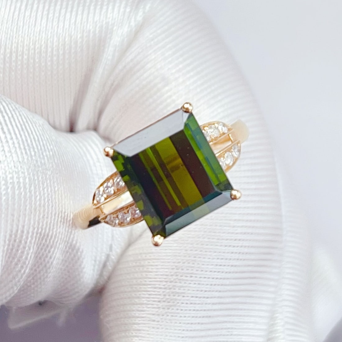 14k Gold 3.87 Ctw Natural Tourmaline & Diamond Ring - 7