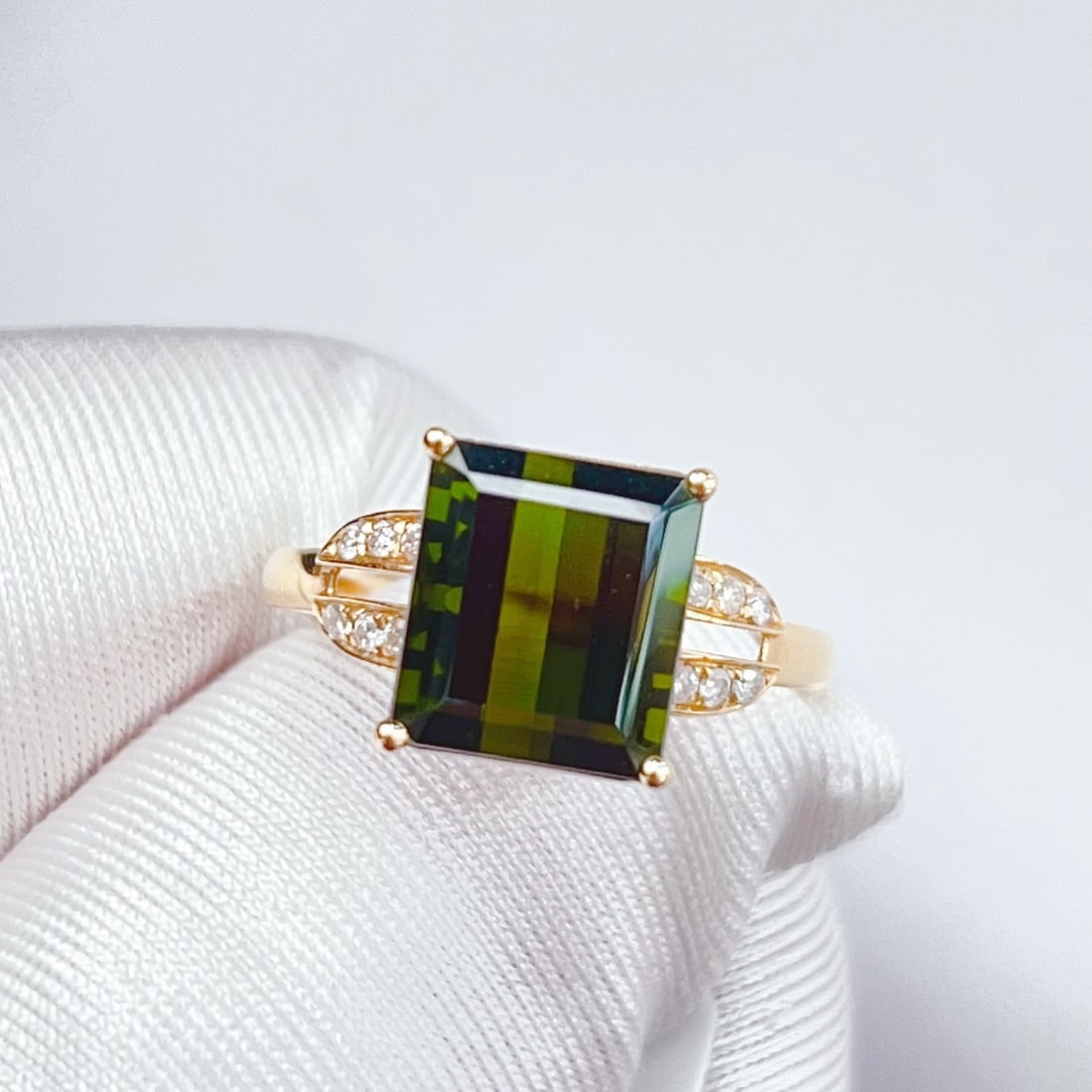14k Gold 3.87 Ctw Natural Tourmaline & Diamond Ring - 8