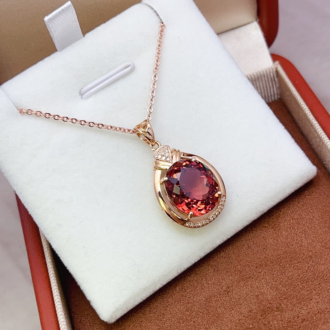 14k Gold 5.00 Ct Natural Tourmaline & Diamond Pendant( Without Chain ) - 2