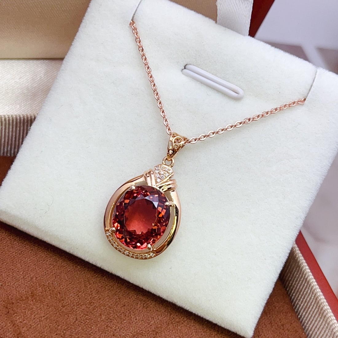 14k Gold 5.00 Ct Natural Tourmaline & Diamond Pendant( Without Chain ) - 3