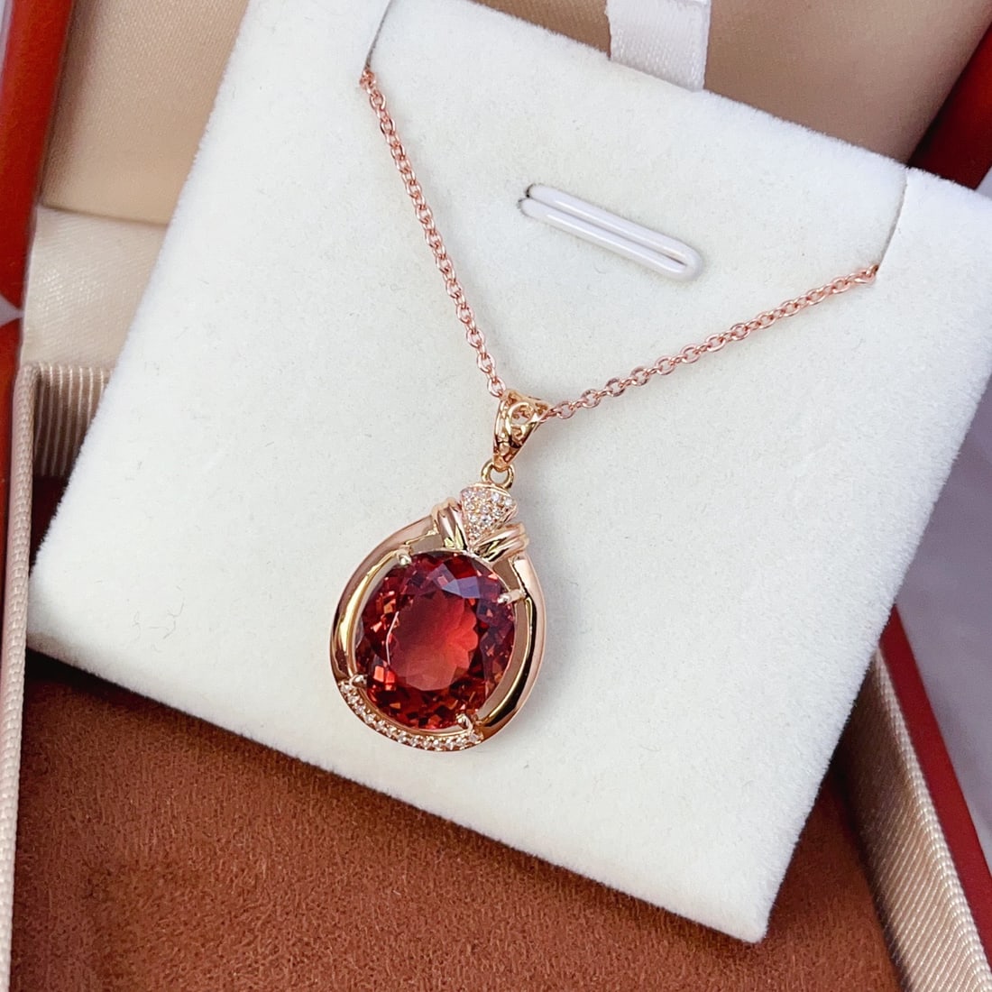 14k Gold 5.00 Ct Natural Tourmaline & Diamond Pendant( Without Chain ) - 5