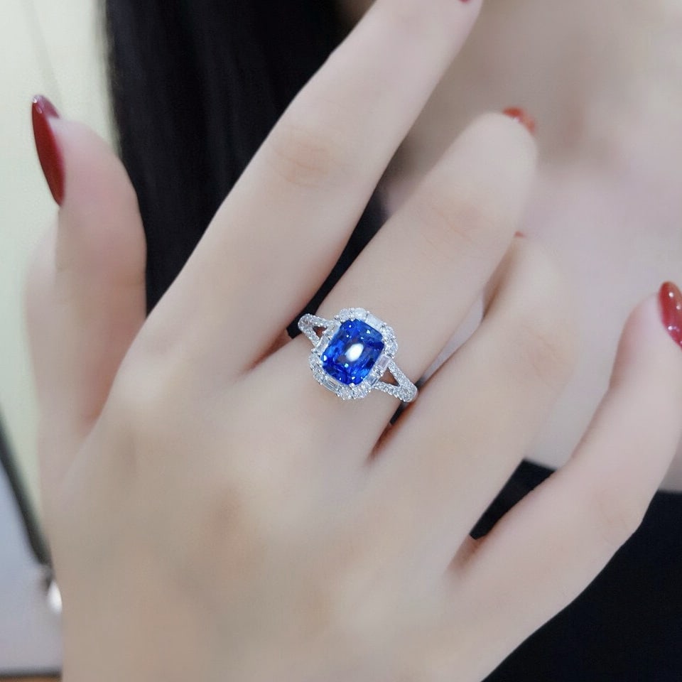 14k Gold 2.79 Ctw Natural Sapphire & Diamond Ring - 6