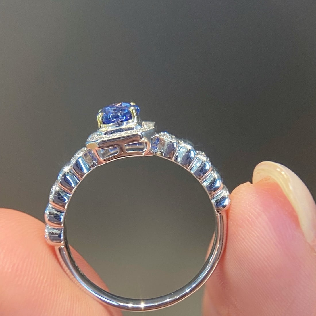 14k Gold 1.31 Ctw Natural Sapphire & Diamond Ring - 5
