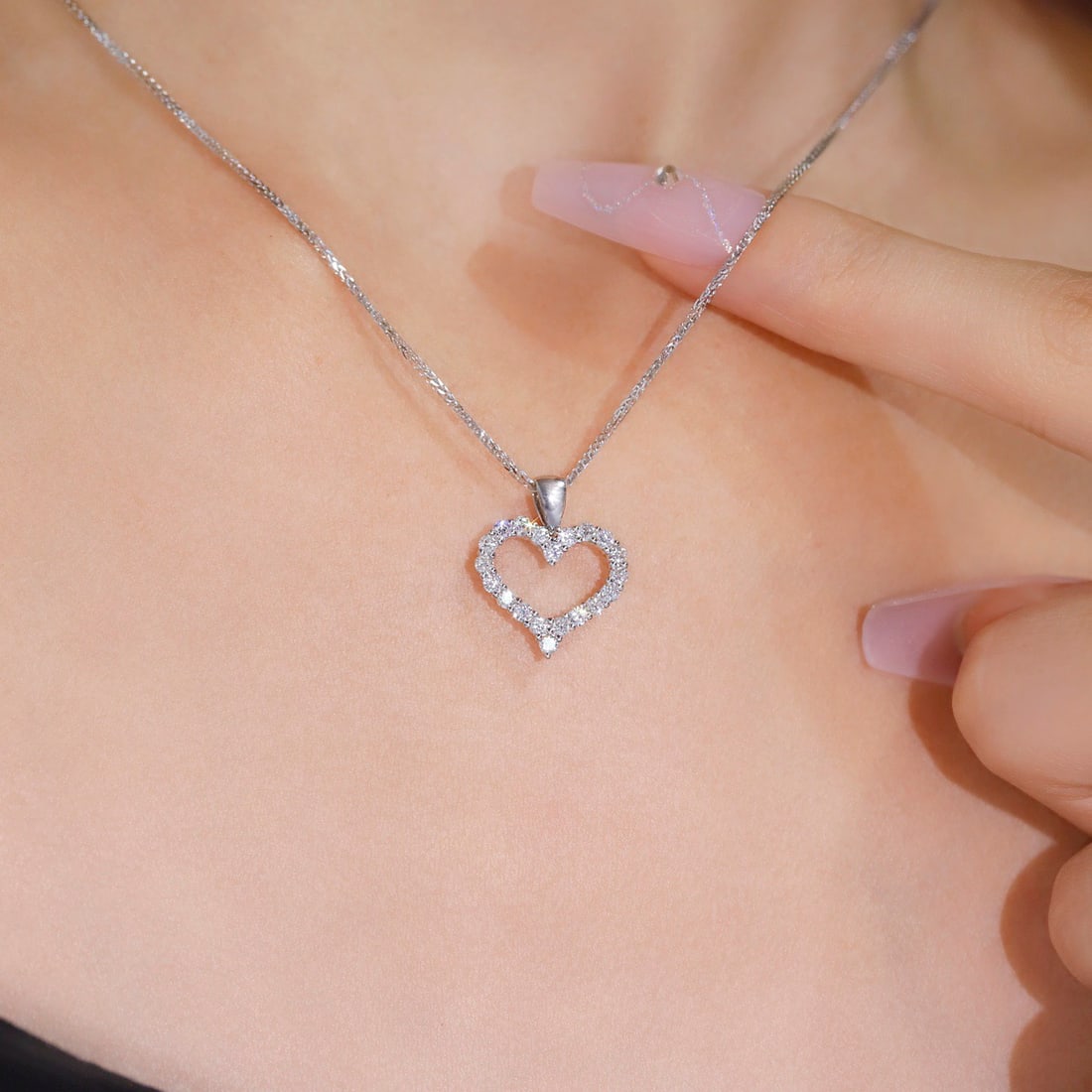 14k Gold 0.50 Ct Natural H Diamond Necklace - 2