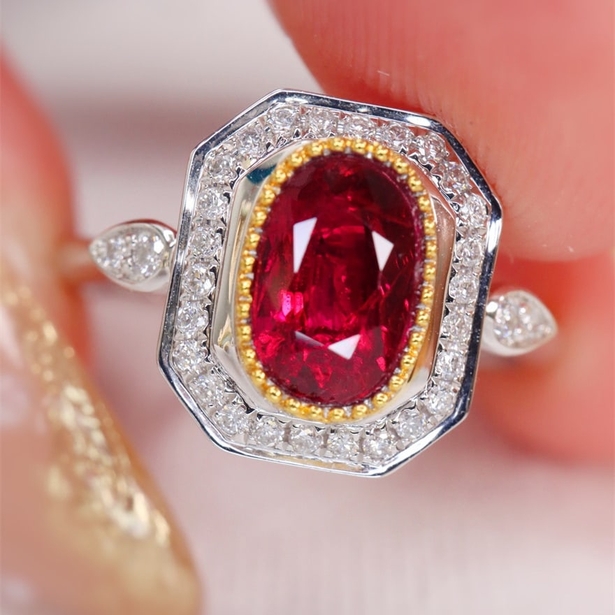 14k Gold 1.28 Ctw Natural Ruby & Diamond Ring - 2