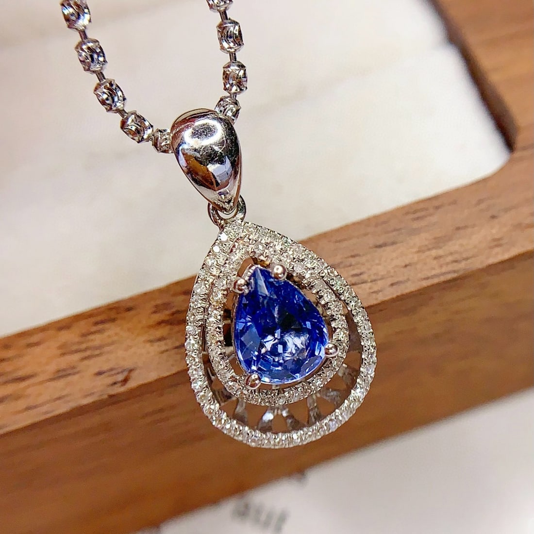 14k Gold 1.3 Ct Natural Sapphire & Diamond Pendant( Without Chain ) - 3