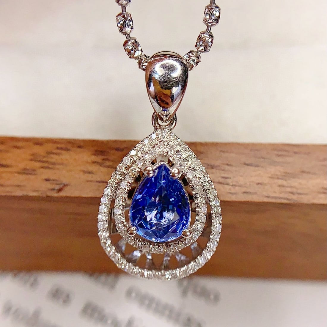 14k Gold 1.3 Ct Natural Sapphire & Diamond Pendant( Without Chain ) - 4