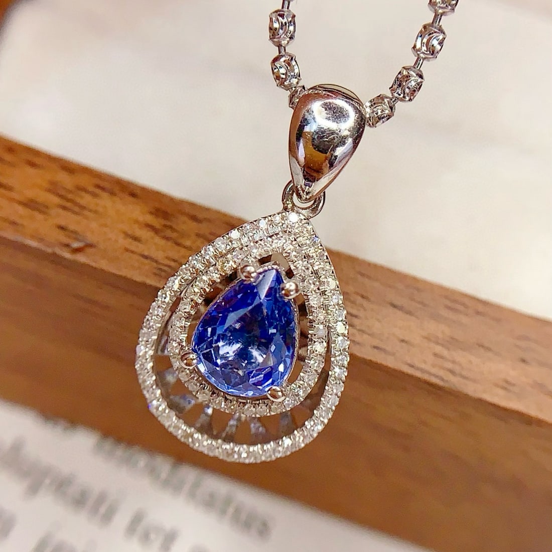 14k Gold 1.3 Ct Natural Sapphire & Diamond Pendant( Without Chain ) - 5