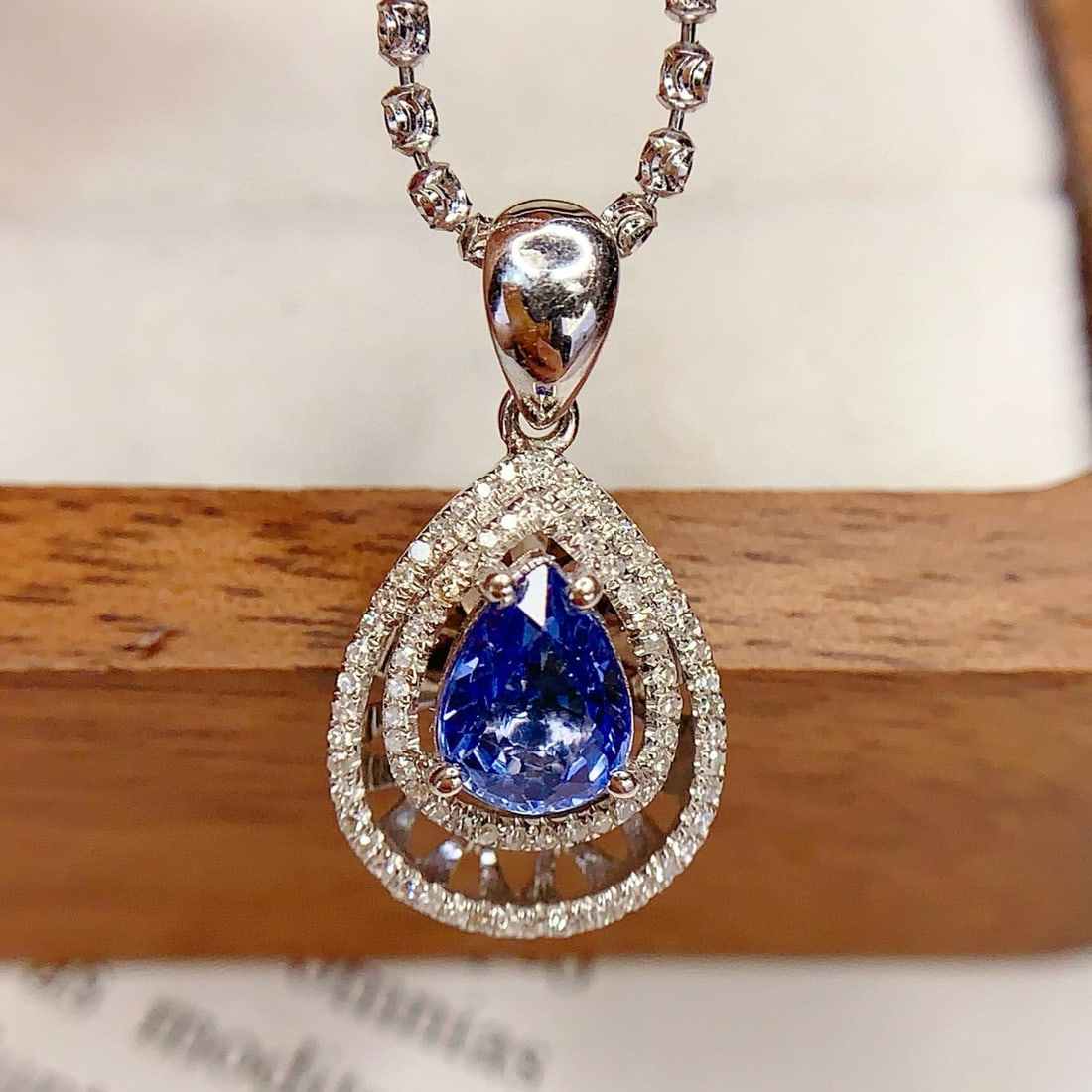 14k Gold 1.3 Ct Natural Sapphire & Diamond Pendant( Without Chain ) - 6