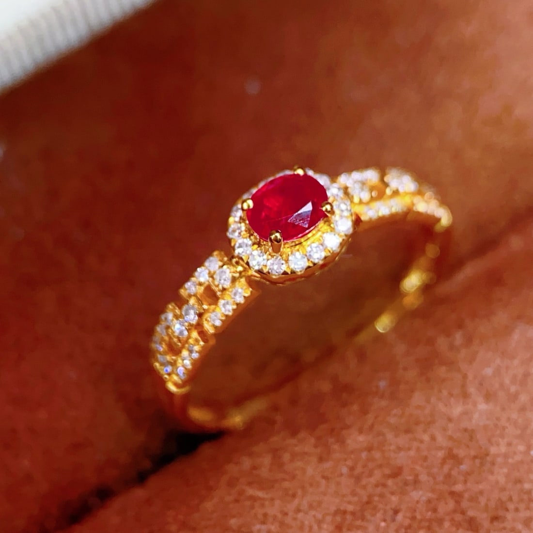 14k Gold 0.45 Ct Vivid Red Natural Ruby & Diamond Ring - 3