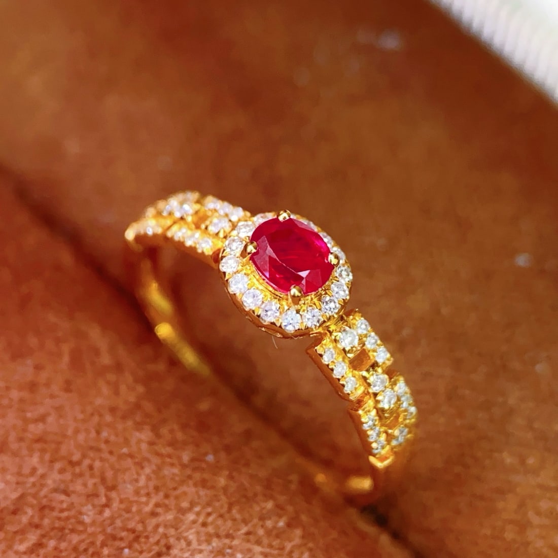 14k Gold 0.45 Ct Vivid Red Natural Ruby & Diamond Ring - 5