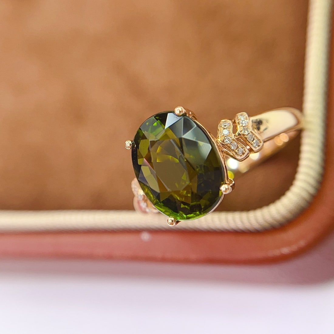 14k Gold 3.25 Ct Natural Tourmaline & Diamond Ring - 2