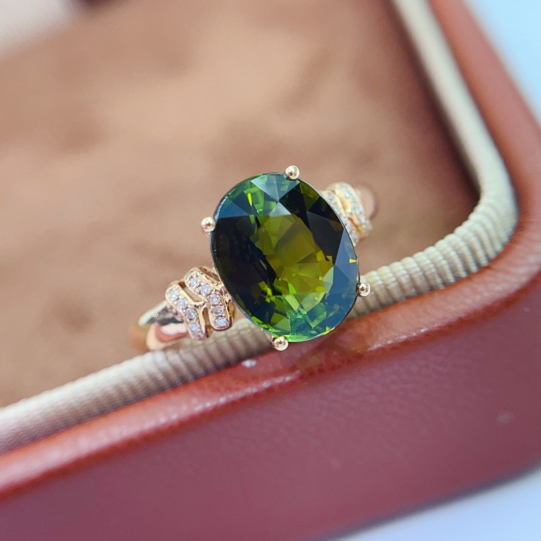 14k Gold 3.25 Ct Natural Tourmaline & Diamond Ring - 3