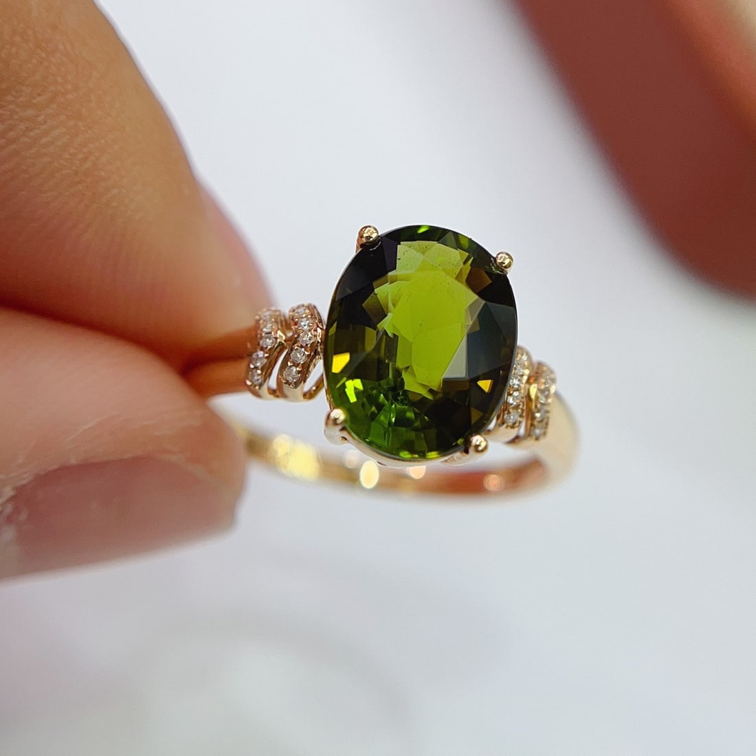 14k Gold 3.25 Ct Natural Tourmaline & Diamond Ring - 5