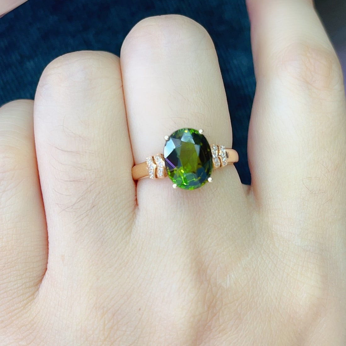 14k Gold 3.25 Ct Natural Tourmaline & Diamond Ring - 6