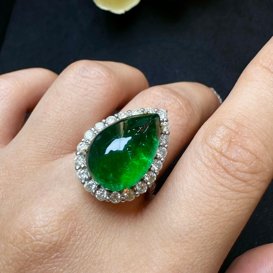 14k Gold 12.85 Ct Vivid Green Natural Emerald & Diamond Ring/pendant( Without Chain ) - 5