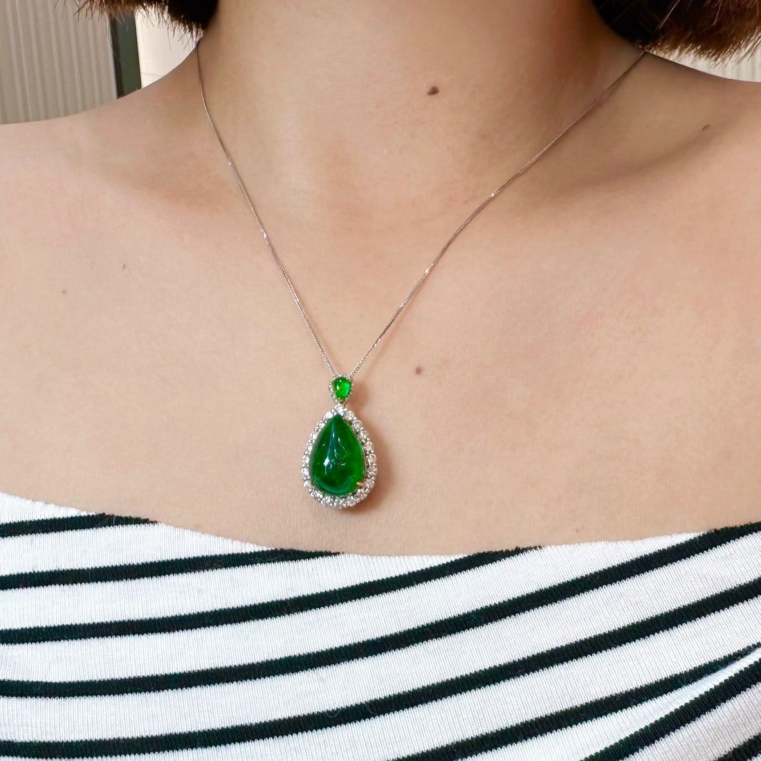 14k Gold 12.85 Ct Vivid Green Natural Emerald & Diamond Ring/pendant( Without Chain ) - 6