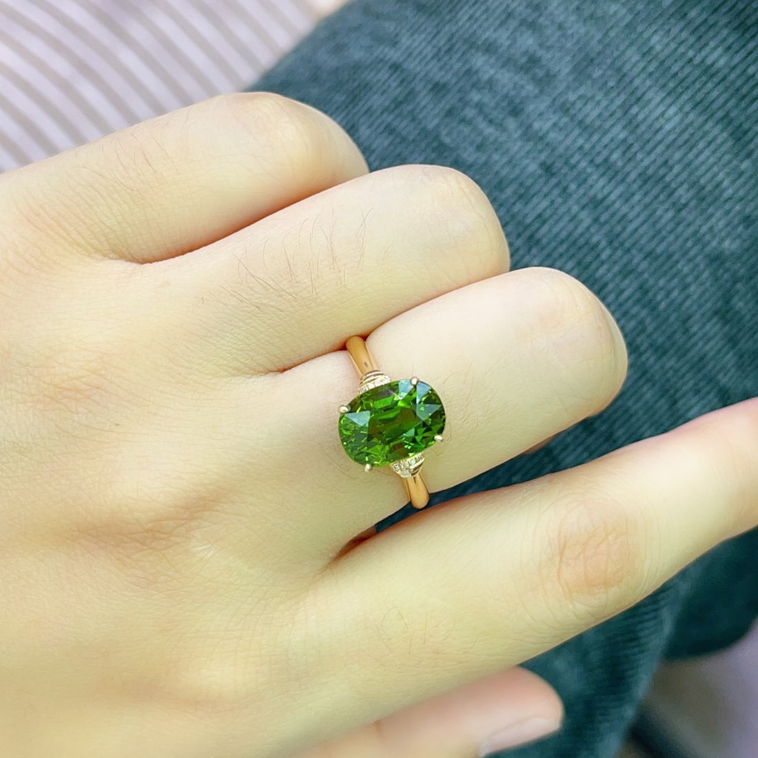 14k Gold 4.35 Ct Natural Tourmaline & Diamond Ring - 6