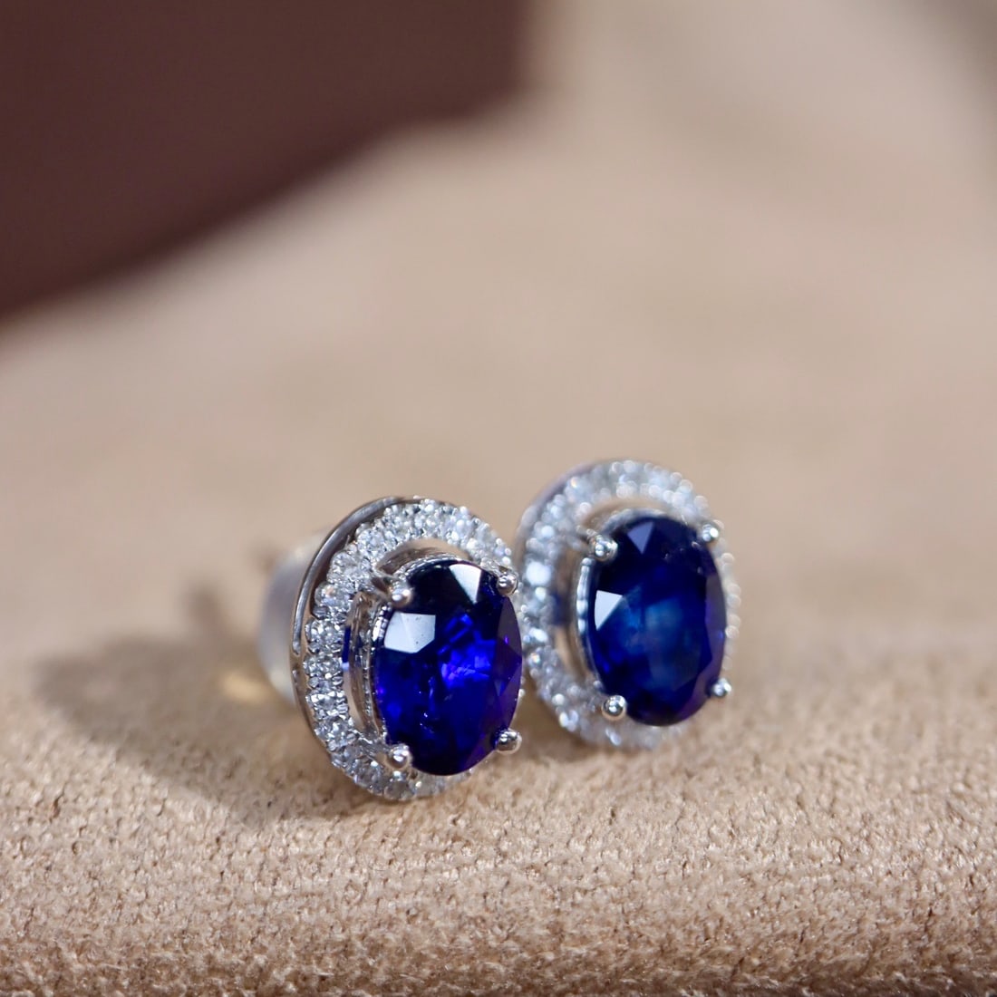 14k Gold 1.35 Ctw Natural Sapphire & Diamond Earrings - 2