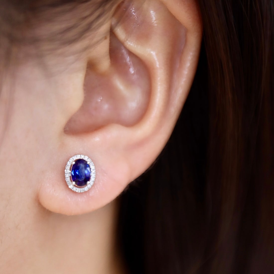 14k Gold 1.35 Ctw Natural Sapphire & Diamond Earrings - 5