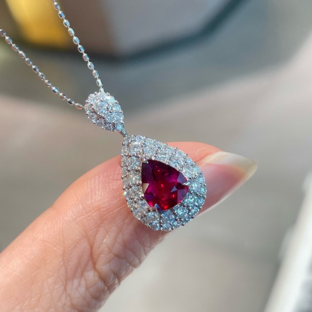 14k Gold 1.03 Ct Natural Ruby & Diamond Pendant( Without Chain ) - 4