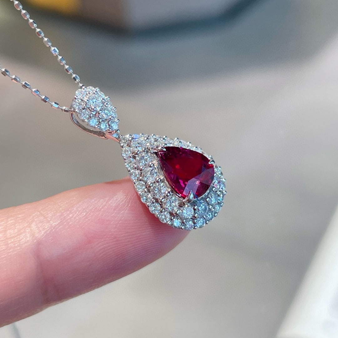 14k Gold 1.03 Ct Natural Ruby & Diamond Pendant( Without Chain ) - 5