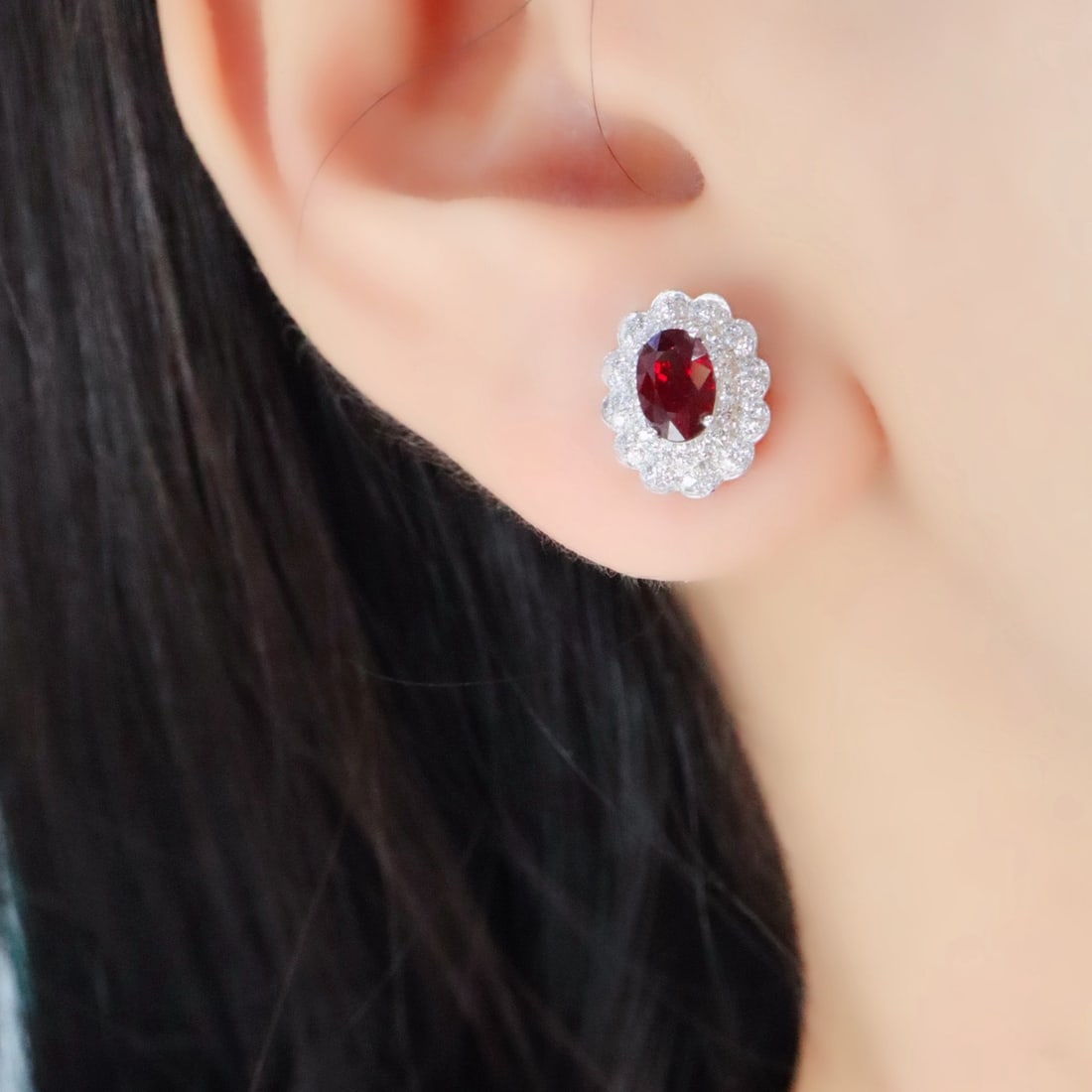 14k Gold 1.54 Ctw Natural Ruby & Diamond Earrings - 5