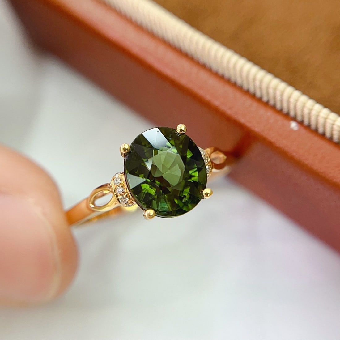 14k Gold 2.05 Ct Natural Tourmaline & Diamond Ring - 4