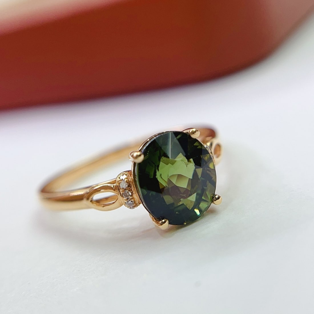 14k Gold 2.05 Ct Natural Tourmaline & Diamond Ring - 5