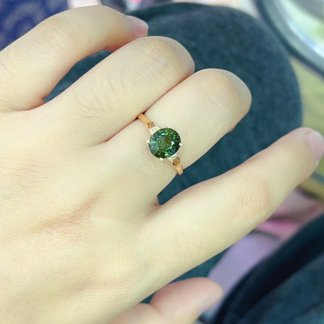 14k Gold 2.05 Ct Natural Tourmaline & Diamond Ring - 6
