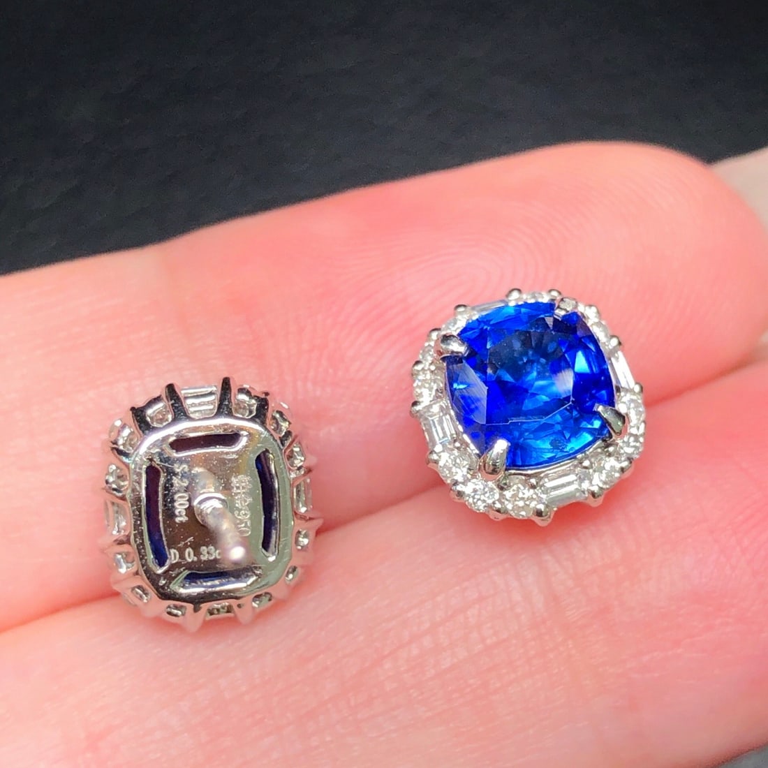 14k Gold 2.33 Ctw Natural Sapphire & Diamond Earrings - 6