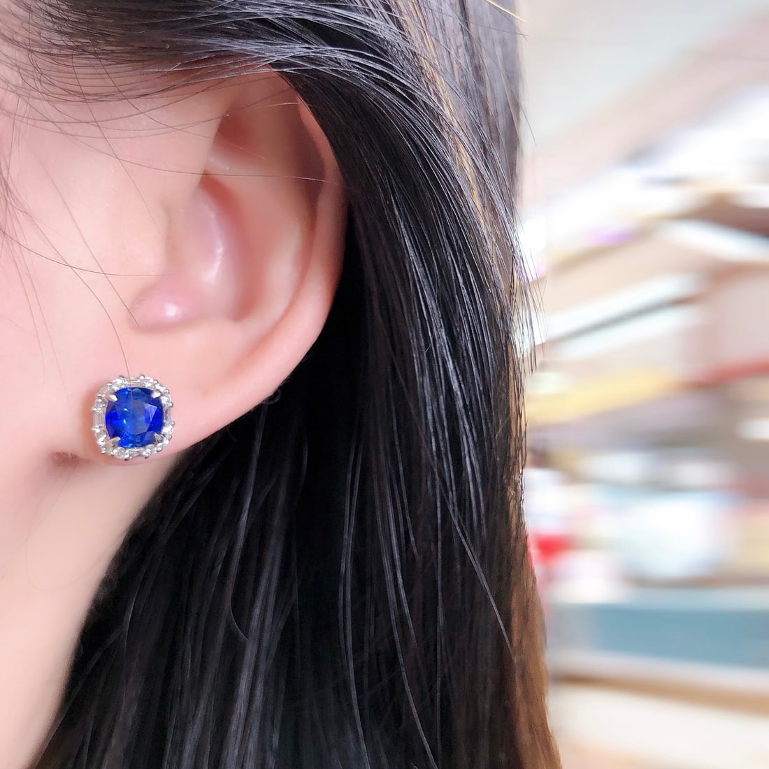 14k Gold 2.33 Ctw Natural Sapphire & Diamond Earrings - 7
