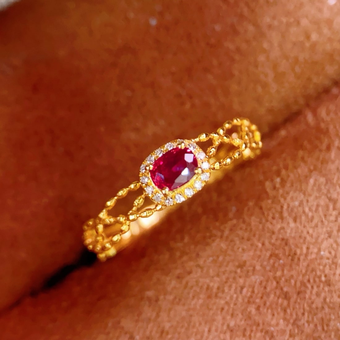 14k Gold 0.4 Ct Natural Ruby & Diamond Ring - 2