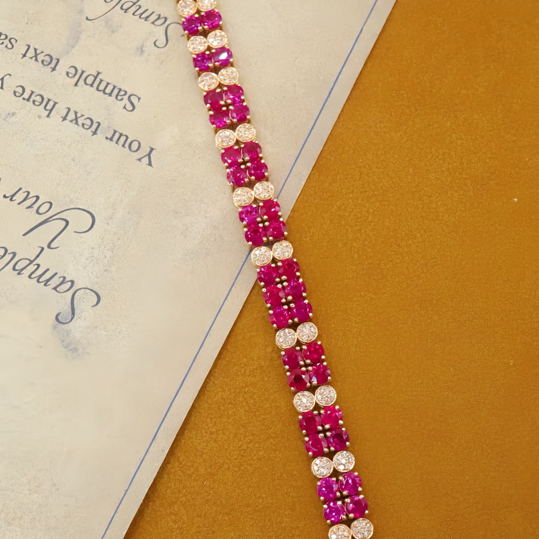 14k Gold 10.47 Ctw Natural Ruby & Diamond Bracelet - 4