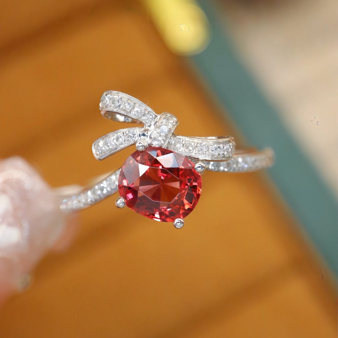 14k Gold 1.03 Ctw Natural Spinel & Diamond Ring - 2