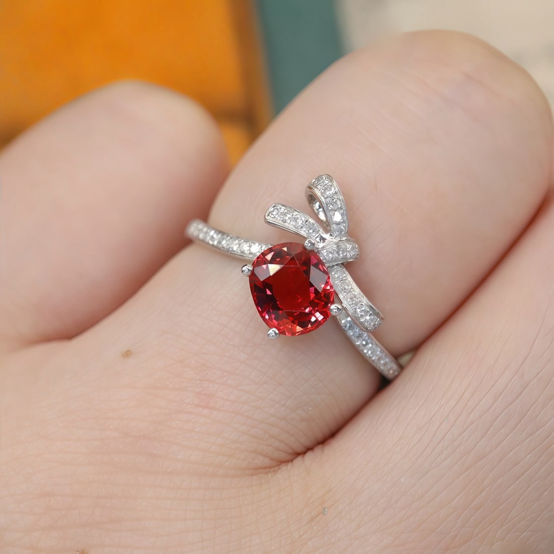 14k Gold 1.03 Ctw Natural Spinel & Diamond Ring - 5