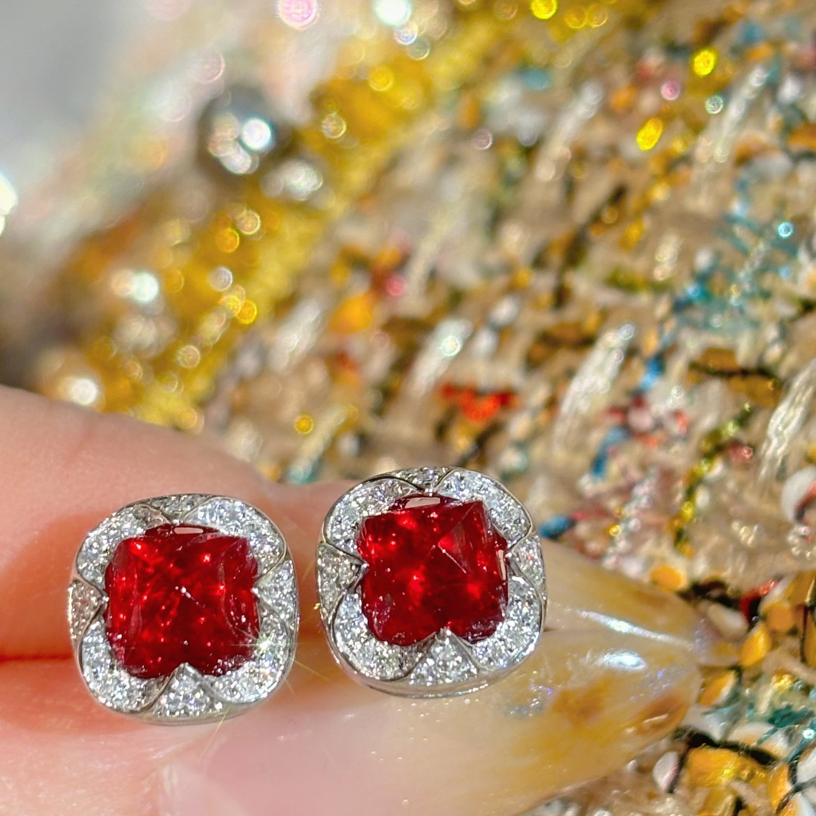 14k Gold 2.1 Ct Natural Spinel & Diamond Earrings - 4