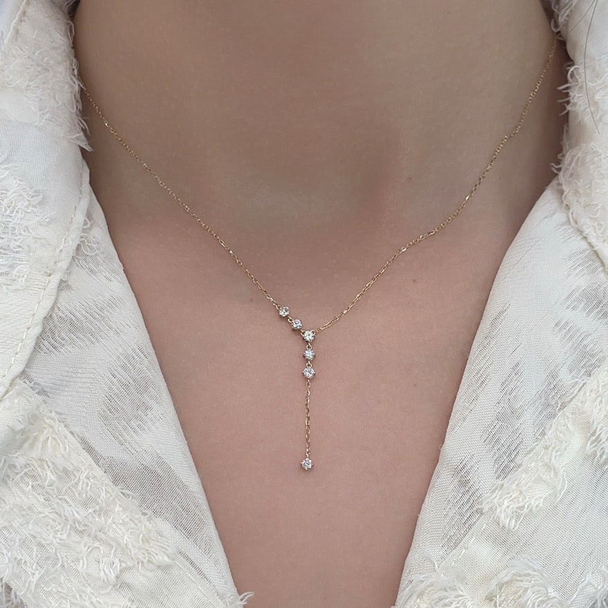 14k Gold 0.3 Ct Natural H Diamond Necklace - 4