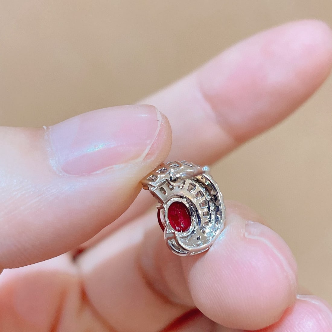 14k Gold 1.63 Ctw Vivid Red Natural Ruby & Diamond Earrings - 5