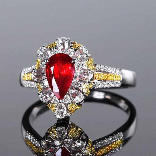 14k Gold 1.58 Ctw Natural Ruby & Diamond Ring/pendant( Without Chain ) - 2